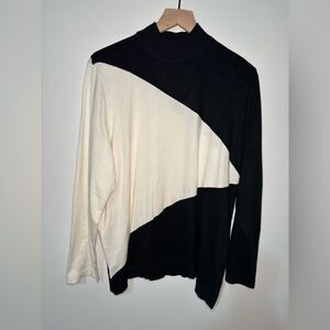 Chico's Colorblock Mock Neck Long Sleeves Sweater Size 4 US XXL Basic Minimalist